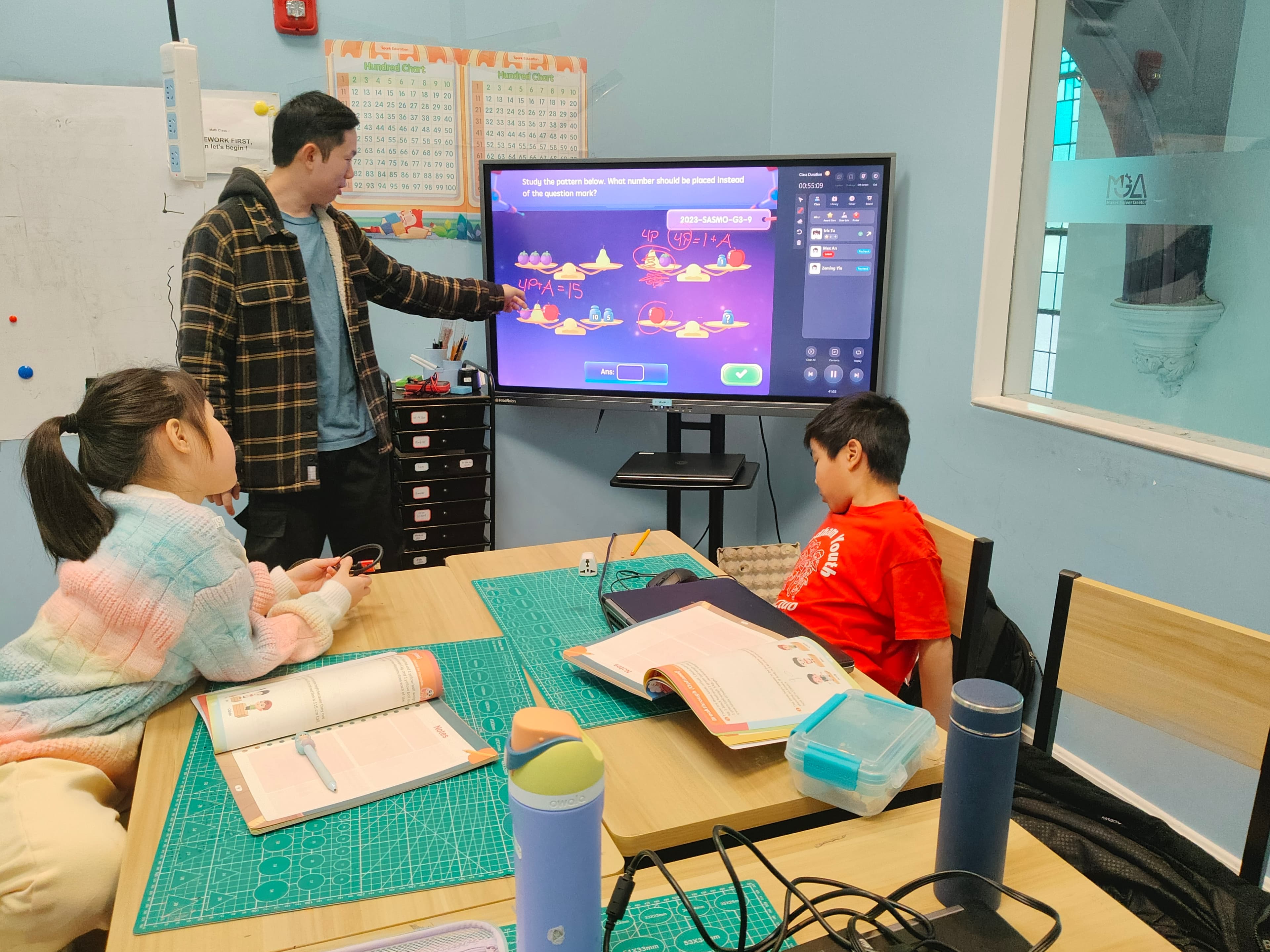 MGA students working through a Math Kangaroo–style competition problem